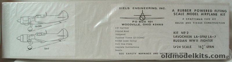 Diels Engineering 1/24 Lavochkin LA-5FN / LA-7-Static or Powered Scale Model, 2 plastic model kit